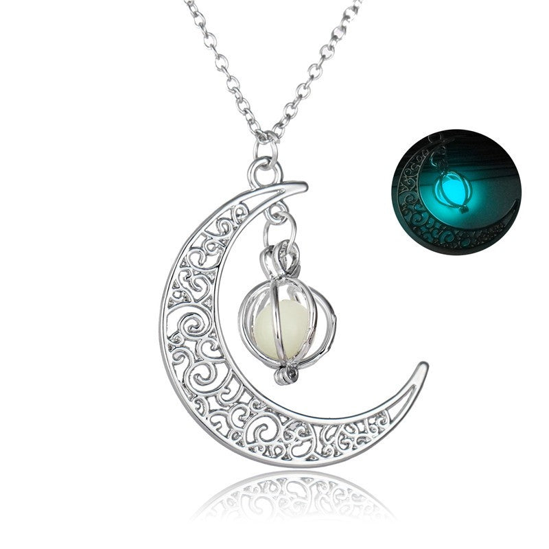 Moon Natural Glowing Stone Healing Necklace Women Gift - Beauty Accessories