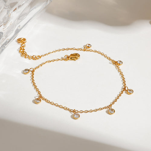 Stainless Steel All-match Zircon Anklet - Beauty Accessories