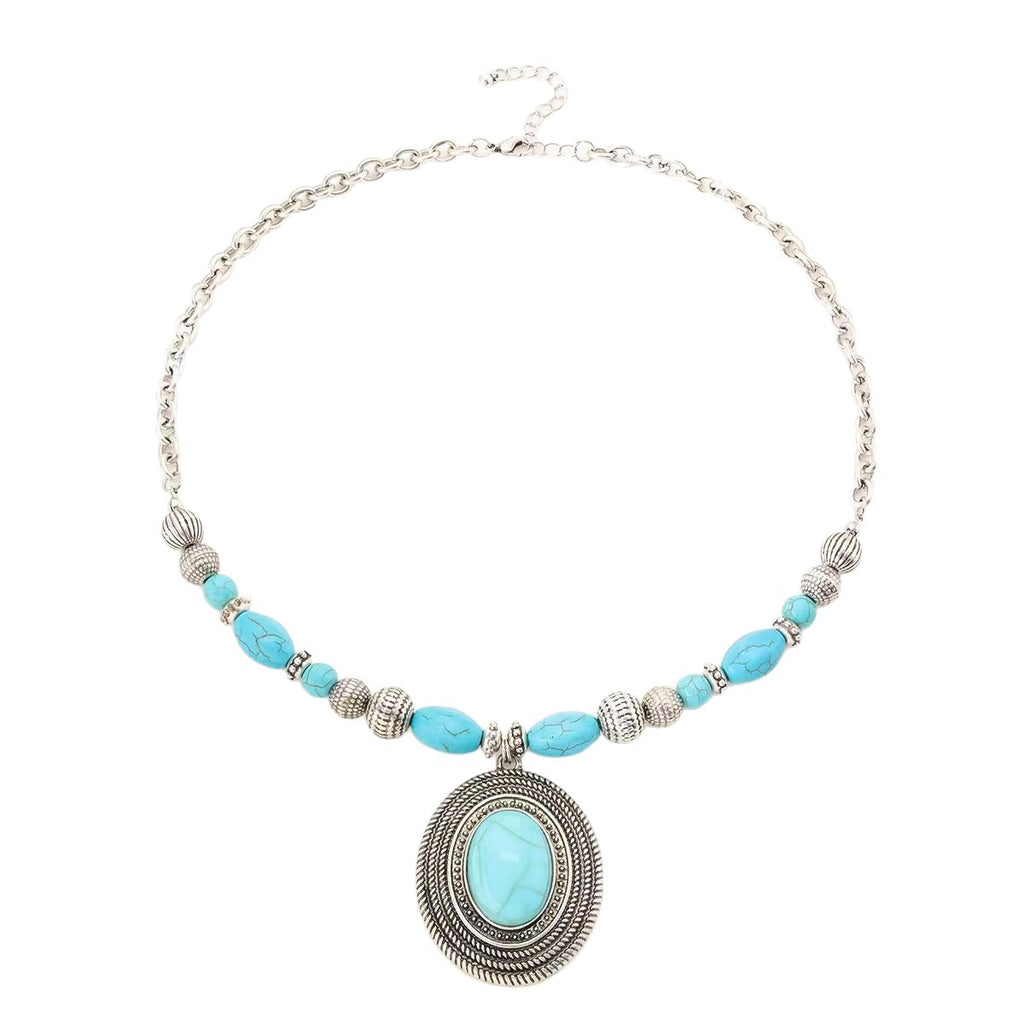 Vintage Turquoise Bead Necklace In Bohemian Style - Beauty Accessories