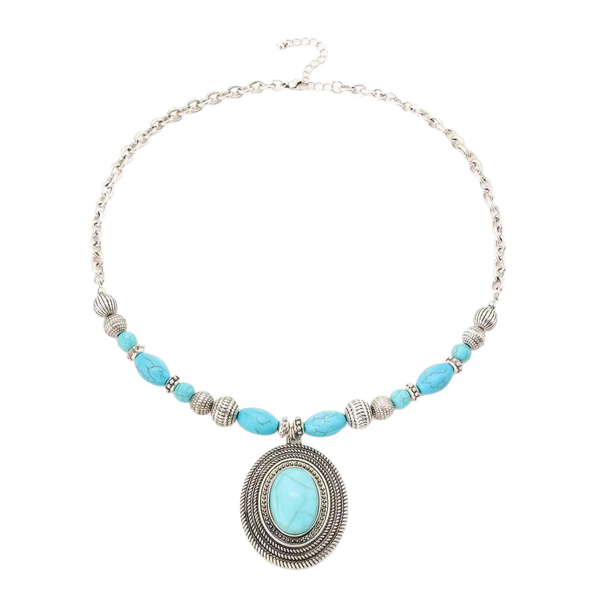 Vintage Turquoise Bead Necklace In Bohemian Style - Beauty Accessories