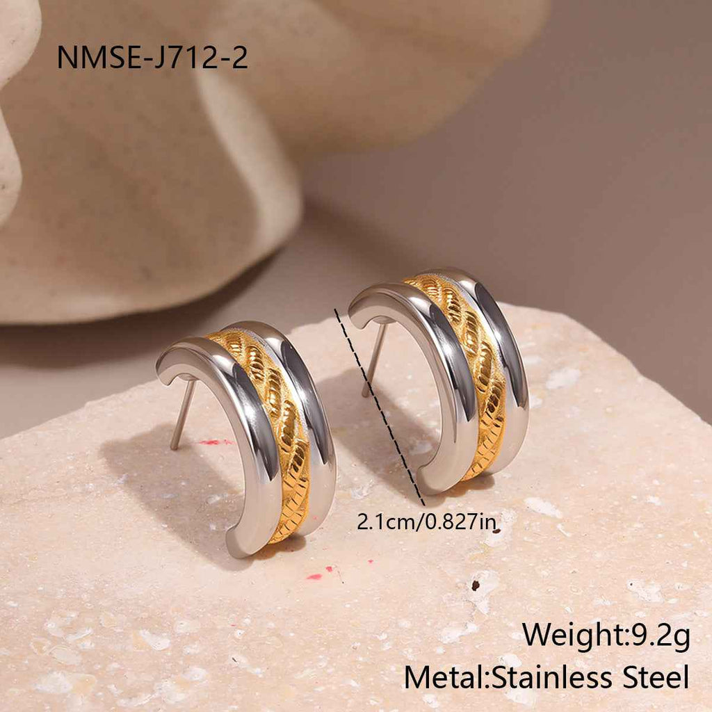 Stainless Steel Simple Design Earrings - Beauty Accessories