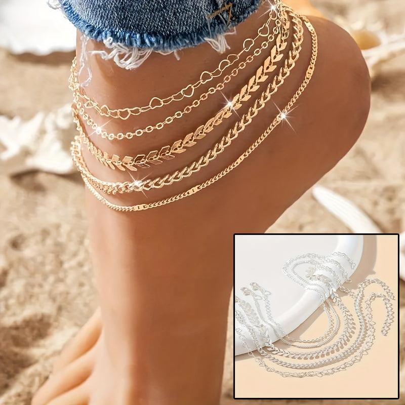5Pcs Bohemian Airplane Chain Ankle Chain - Beauty Accessories