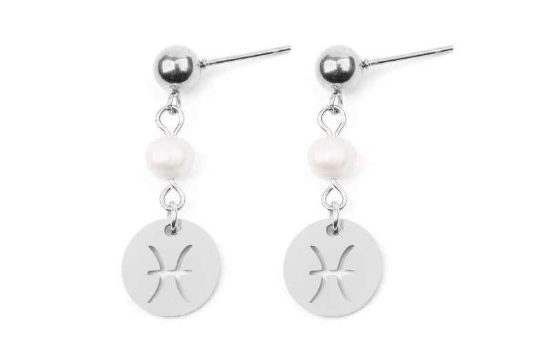 Stainless Steel Twelve Constellation Earrings - Beauty Accessories