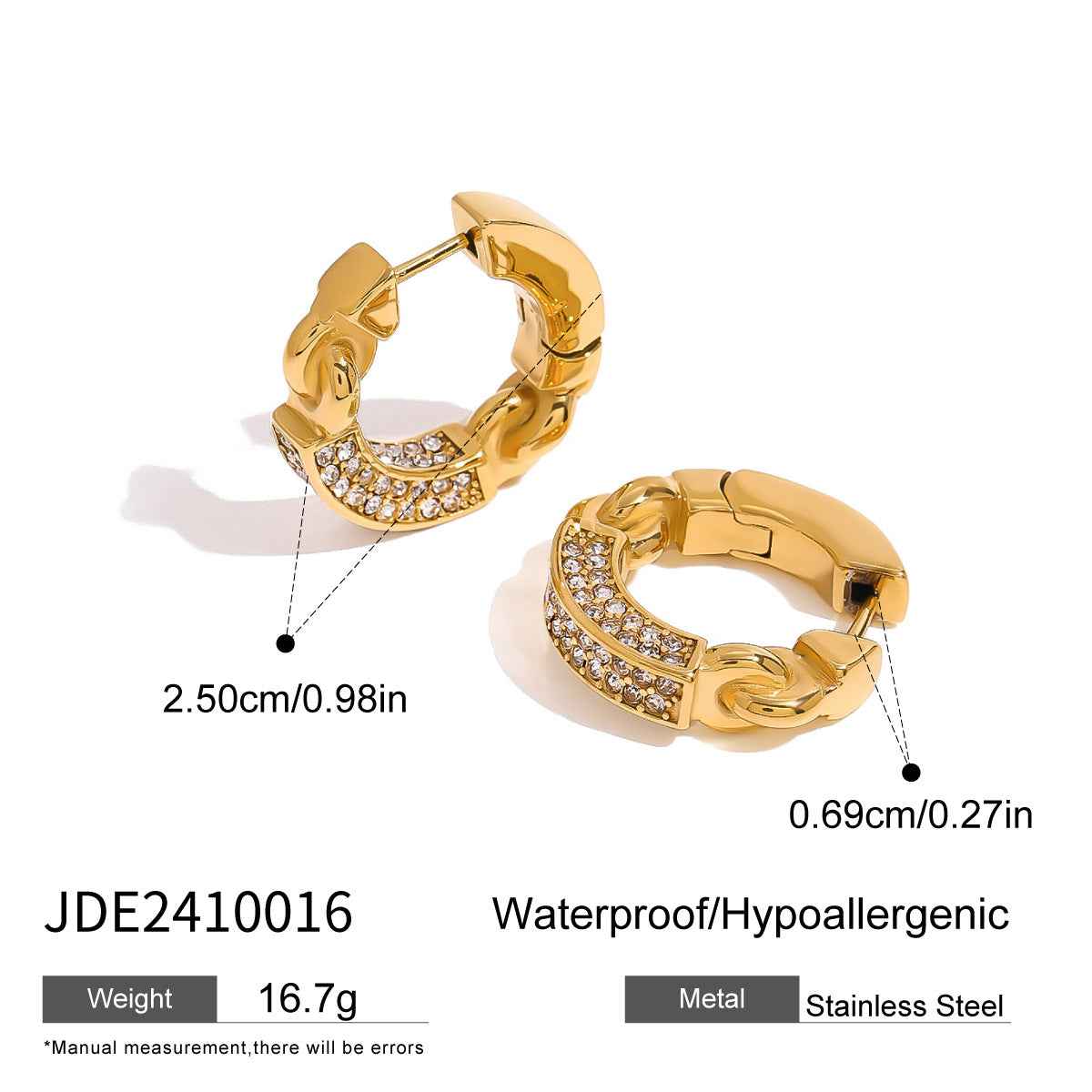 Stainless Steel Diamond Geometric Earrings - Beauty Accessories