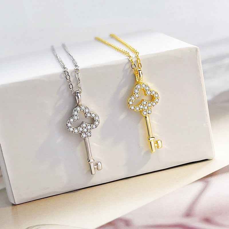 925 Sterling Silver Key Clavicle Necklace - Beauty Accessories