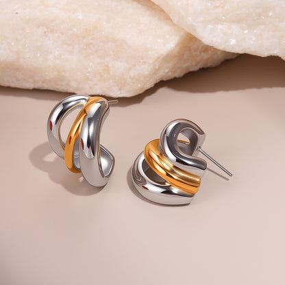 Stainless Steel Simple Design Earrings - Beauty Accessories
