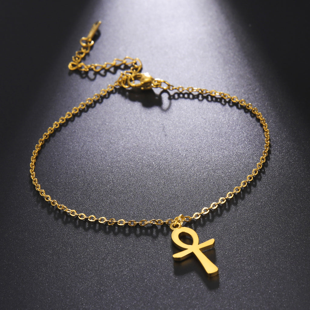 Cross Anklet Stainless Steel Egyptian Pendant - Beauty Accessories