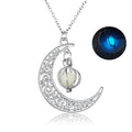 Fashion Moon Natural Glowing Stone Healing Necklace Women Gift Charm Luminous Pendant Necklace Jewelry - Beauty Accessories