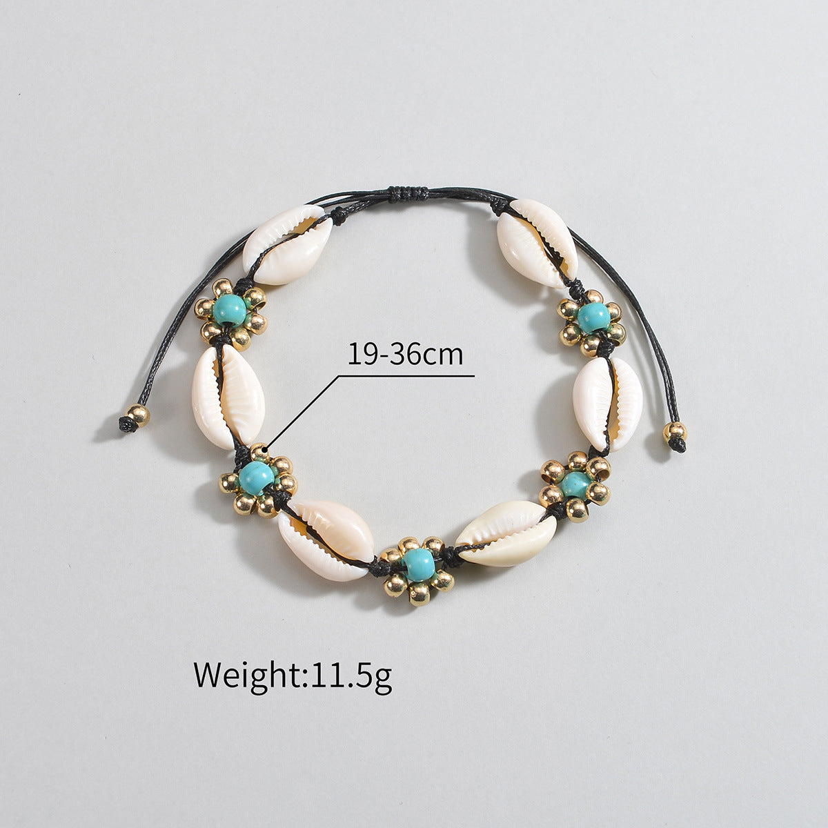 Seashell Rice-bead Woven Adjustable Rope Beach Anklet - Beauty Accessories