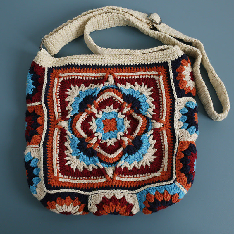 Bohemian Style Hand-woven Grandmother Plaid Crossbody Bag - Beauty Accessories
