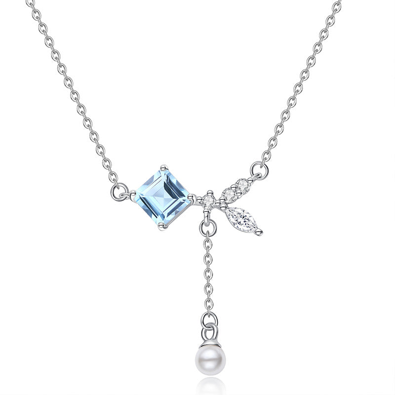 Natural Crystal Topaz Sterling Silver Necklace