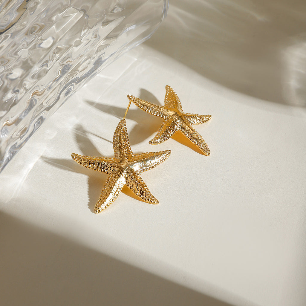 Serene Gold Starfish Earrings - Beauty Accessories