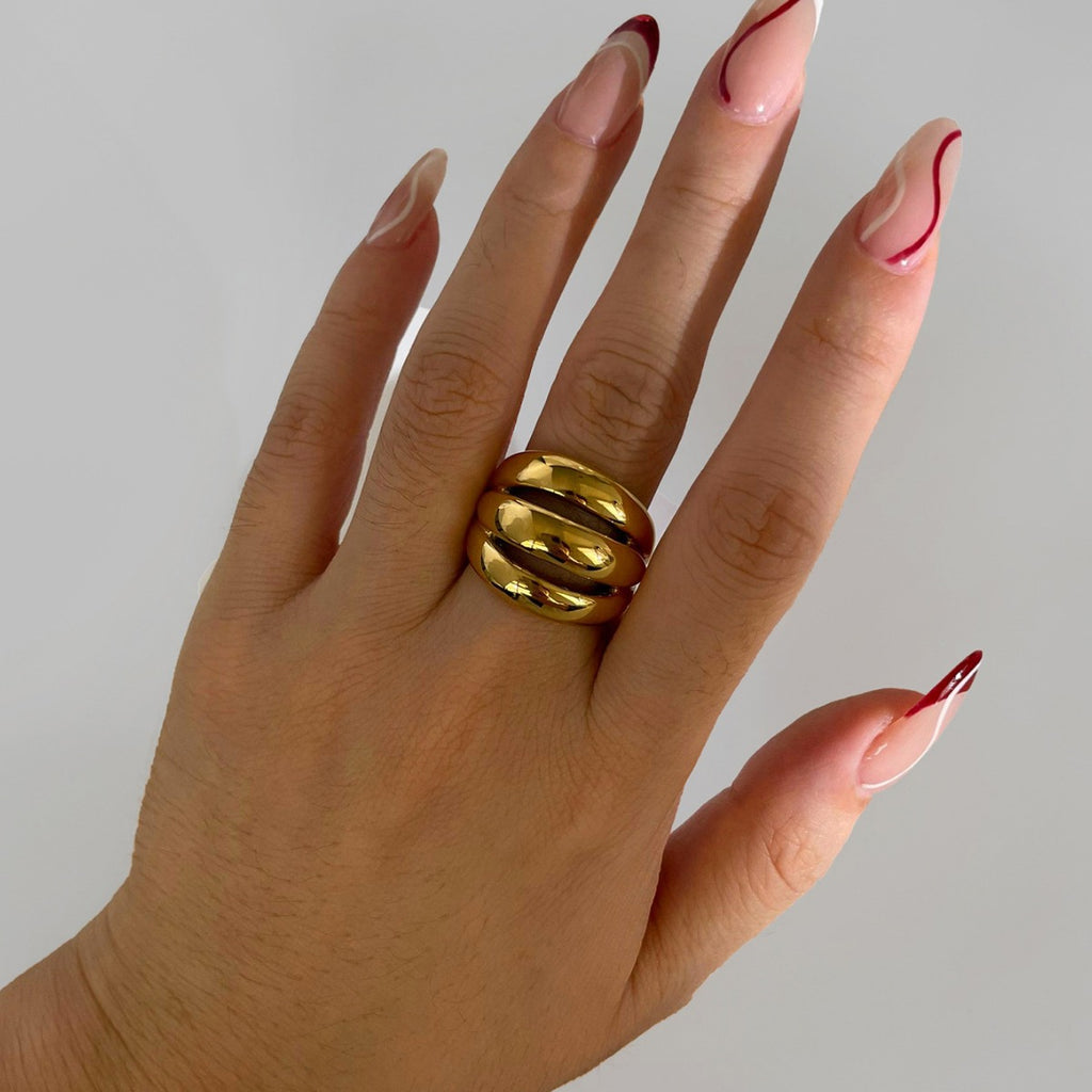 Stainless Steel Hollow Three-ring Three-color Niche Simple Women - Beauty Accessories