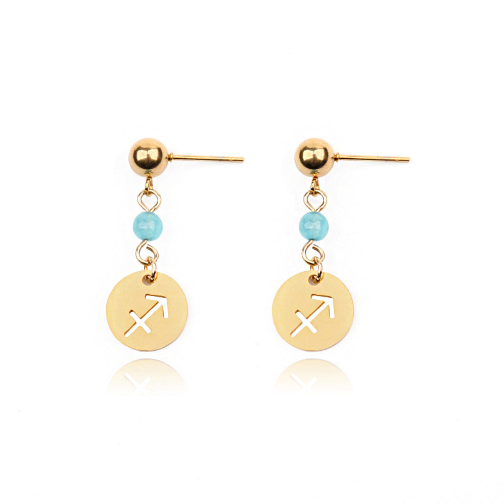 Stainless Steel Twelve Constellation Earrings - Beauty Accessories