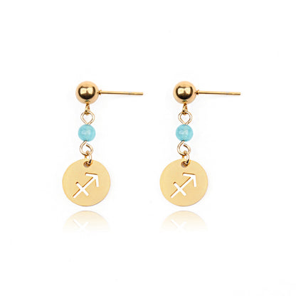 Stainless Steel Twelve Constellation Earrings - Beauty Accessories