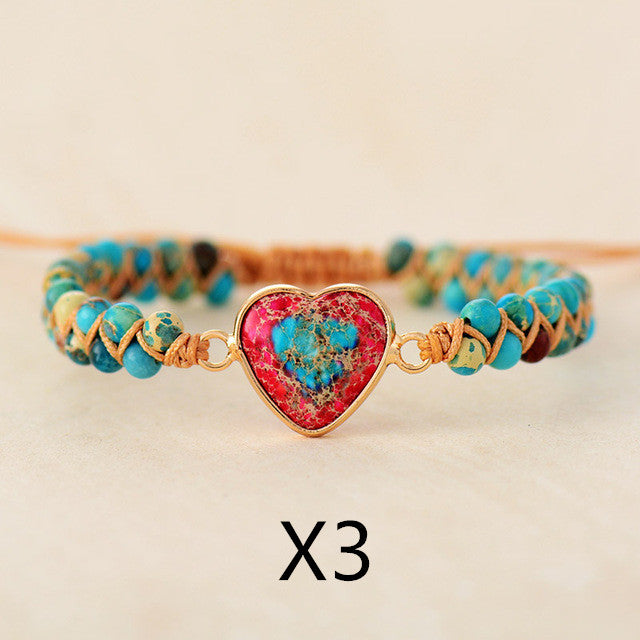 Red And Blue Love Emperor Stone Bracelet Fashion Popular Friendship Hand-Woven Bracelet