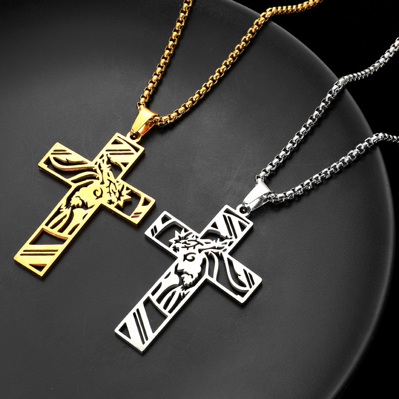 Stainless Steel Cross Pendant Titanium Steel Necklace