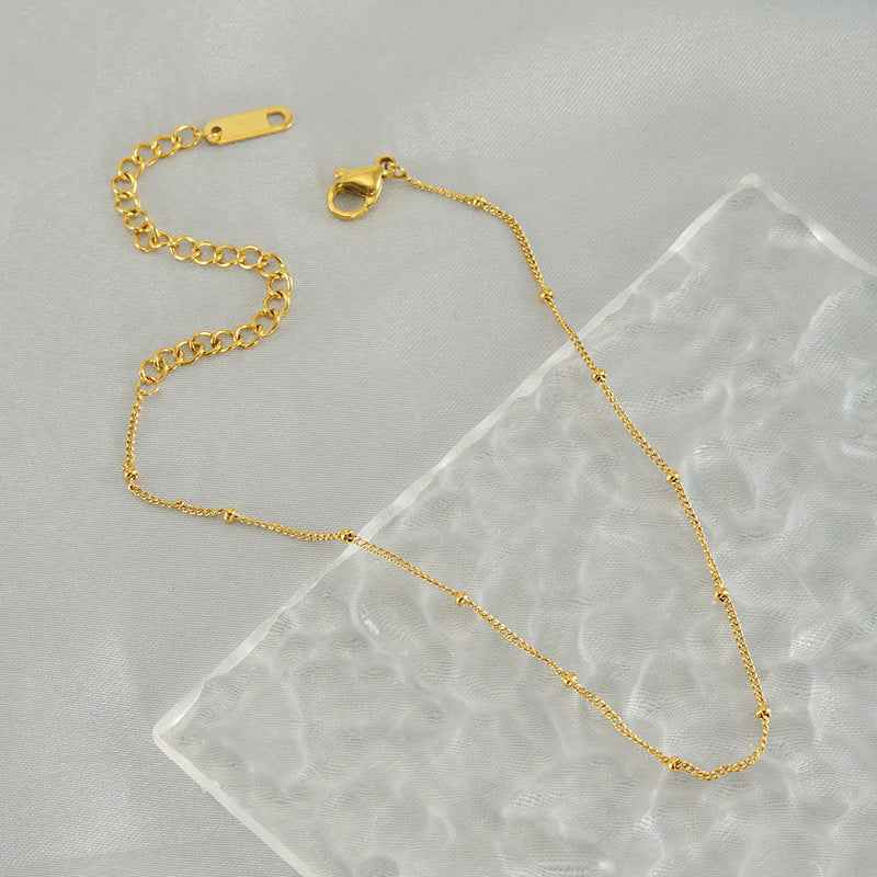 Stainless Steel Fashion Side Clip Bead Necklace Anklet - Beauty Accessories