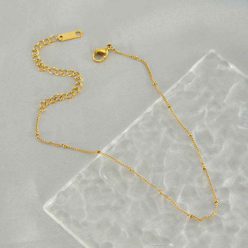 Stainless Steel Fashion Side Clip Bead Necklace Anklet - Beauty Accessories