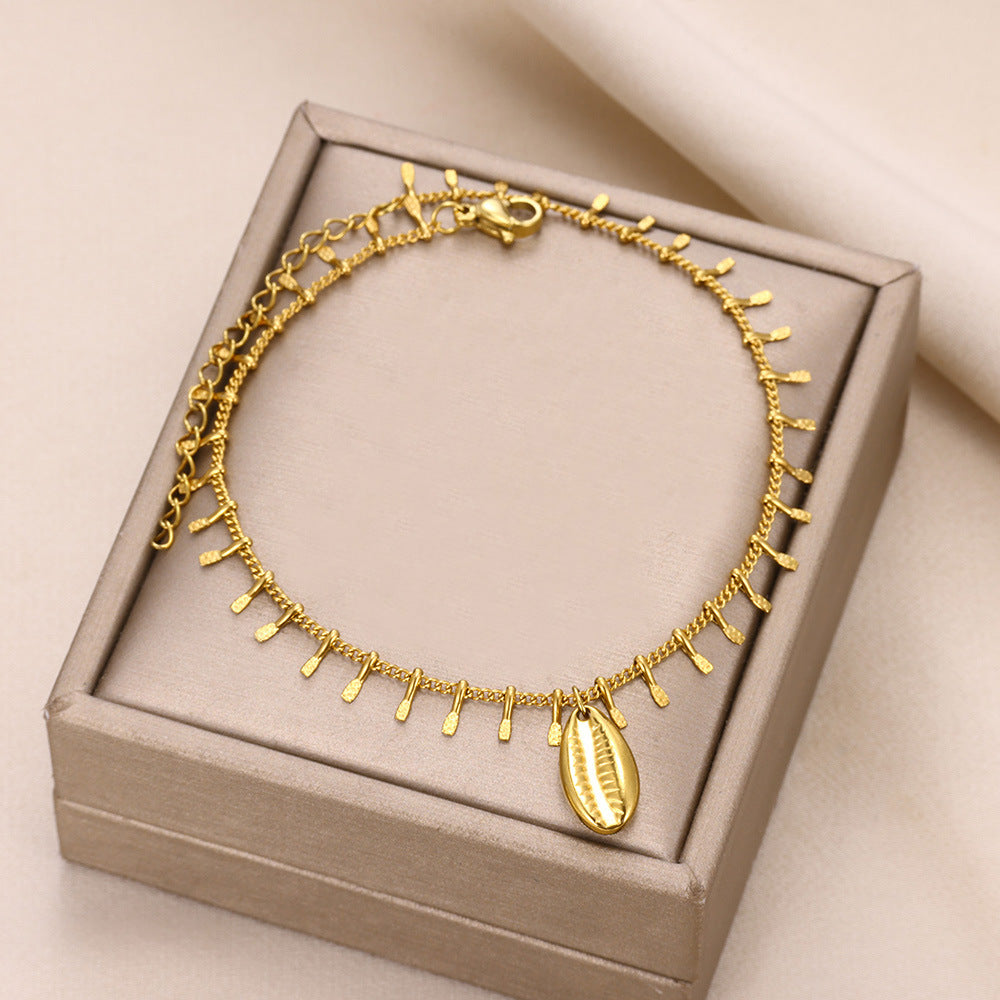 Tassel Anklet Gold Stainless Steel Waterproof Adjustable - Beauty Accessories