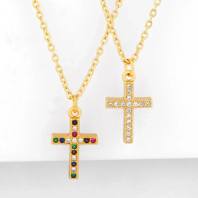Zircon cross pendant necklace - Beauty Accessories