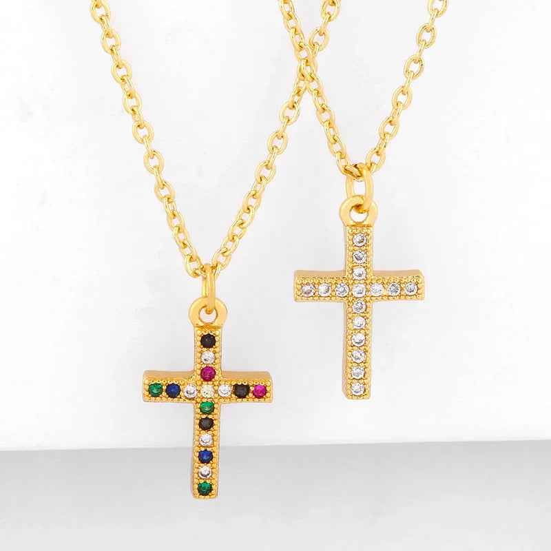 Zircon cross pendant necklace