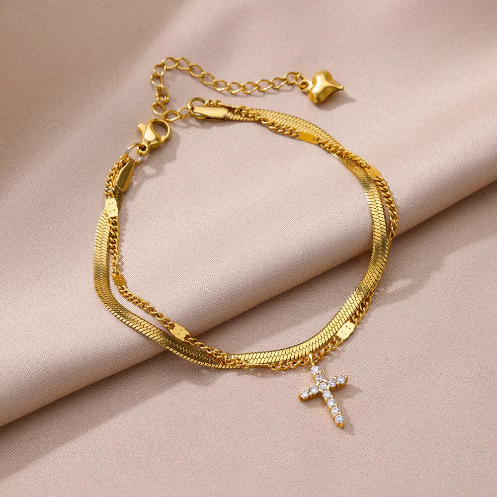 Tassel Anklet Gold Stainless Steel Waterproof Adjustable - Beauty Accessories