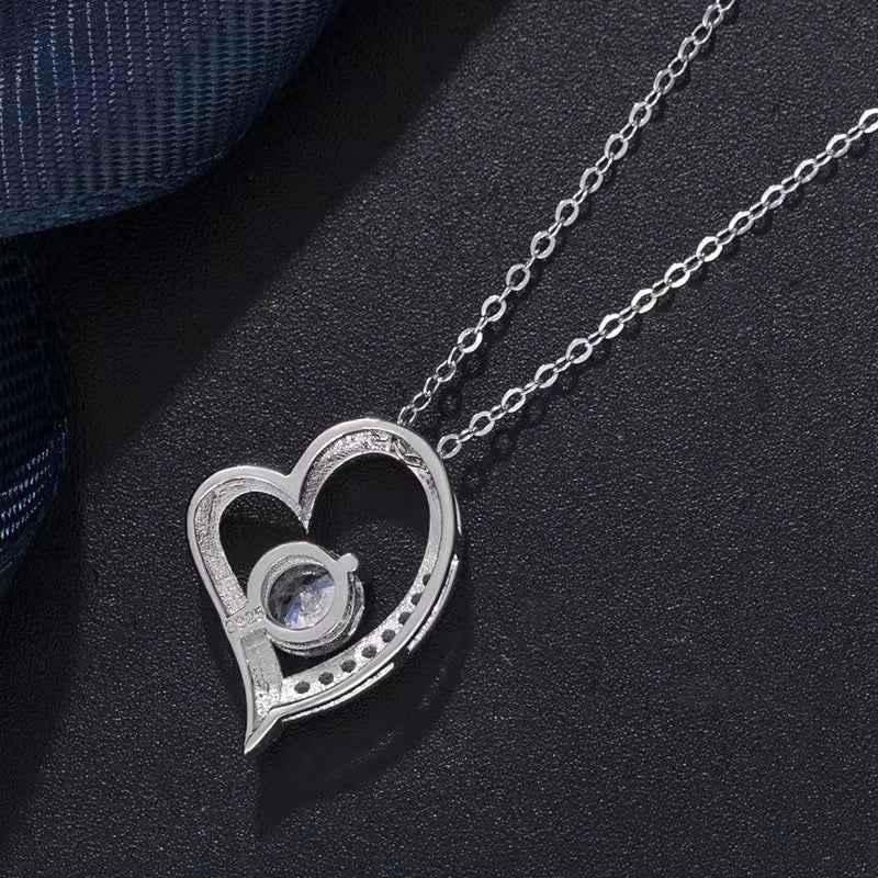 S925 Silver Heart Necklace Female Simple