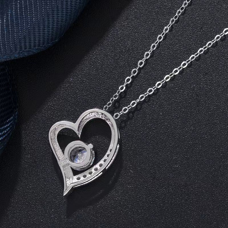 S925 Silver Heart Necklace Female Simple Pendant Clavicle Chain - Beauty Accessories