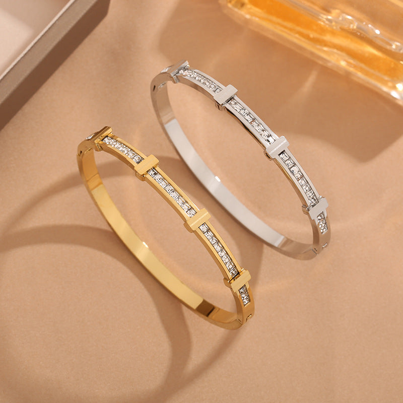 Rhinestone Bracelet Simple Zircon Double Layer - Beauty Accessories