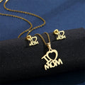 Mother's Day Jewelry Set Stainless Steel Pendant Necklace Earrings - Beauty Accessories