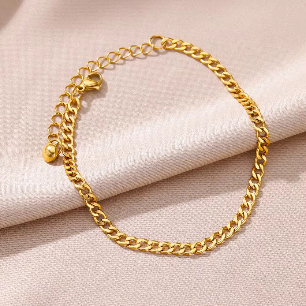 Tassel Anklet Gold Stainless Steel Waterproof Adjustable - Beauty Accessories