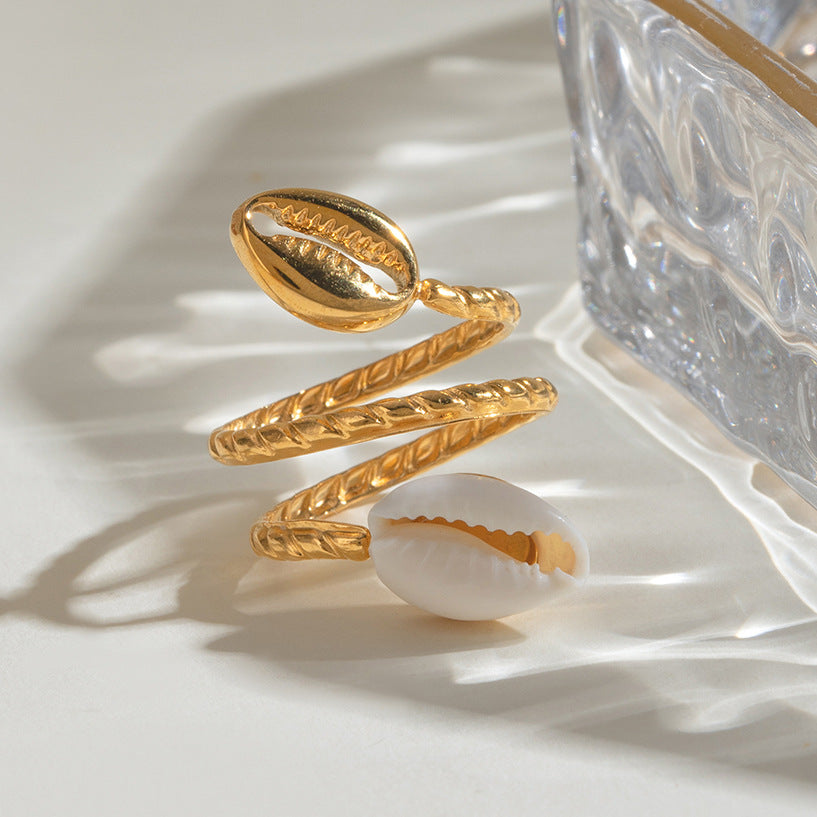 Stainless Steel Shell Open Ring For Women - Beauty Accessories
