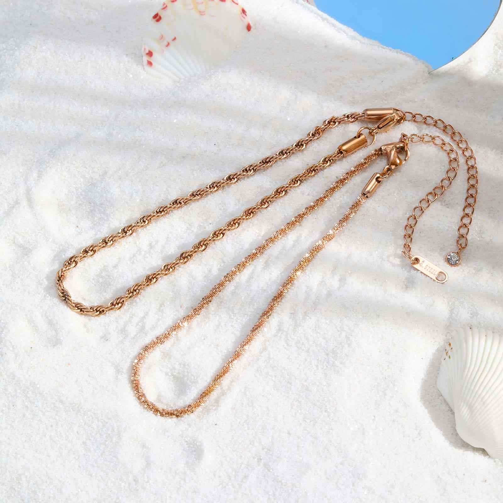 Fashion Summer Stainless Steel Hemp Flowers Chain Anklet - Beauty Accessories