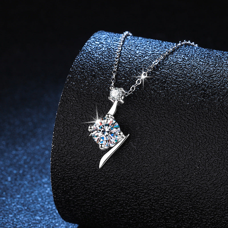 S925 Sterling Silver Necklace Moissanite Clavicle Chain - Beauty Accessories