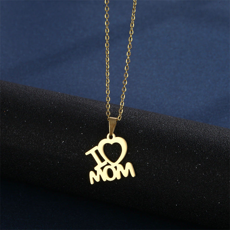 Mother's Day Jewelry Set Stainless Steel Pendant Necklace Earrings - Beauty Accessories