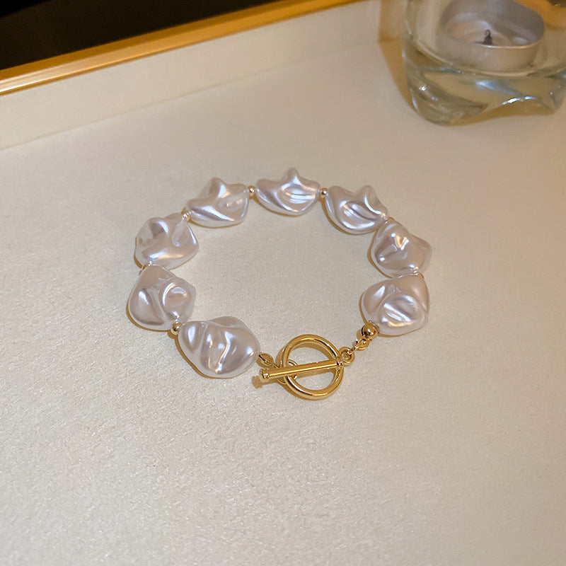 Irregular Pearl Necklace & Bracelet Set Baroque Style - Beauty Accessories