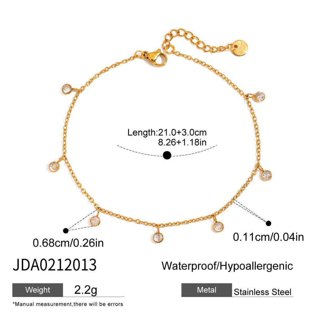 Stainless Steel All-match Zircon Anklet - Beauty Accessories