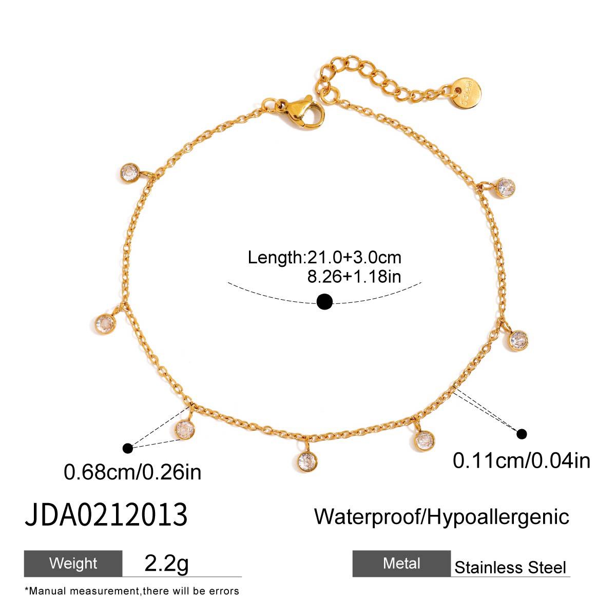 Stainless Steel All-match Zircon Anklet - Beauty Accessories