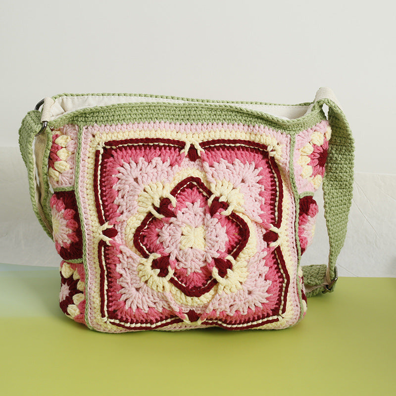 Bohemian Style Hand-woven Grandmother Plaid Crossbody Bag - Beauty Accessories