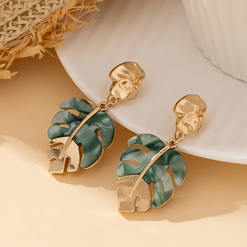 Vintage Boho Style Leaf Dangle Earrings - Beauty Accessories