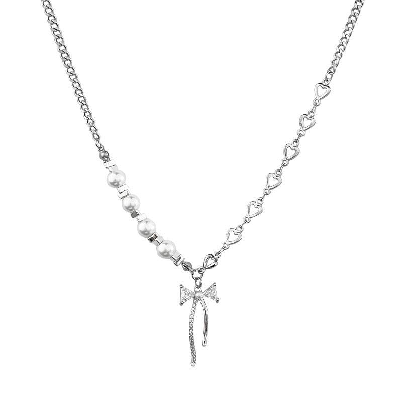 Special-interest Design Bow Pearl Necklace - Beauty Accessories