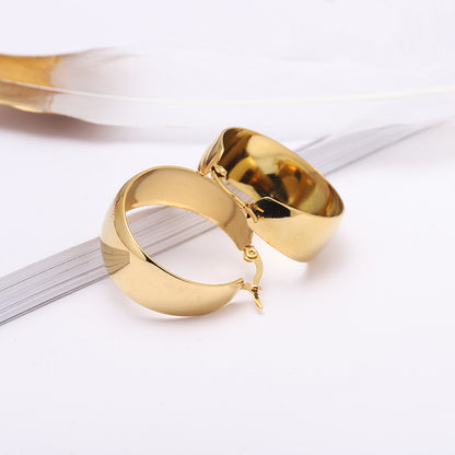 Stainless Steel Exaggerated Round Earrings - Beauty Accessories