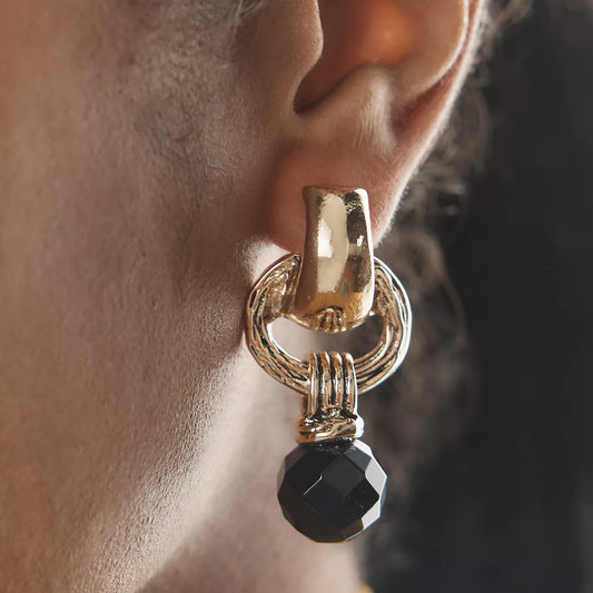 Stainless Steel Black Crystal Earrings Titanium Steel Earrings - Beauty Accessories