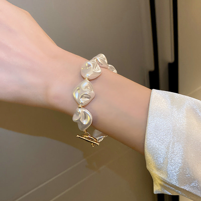 Irregular Pearl Necklace & Bracelet Set Baroque Style - Beauty Accessories