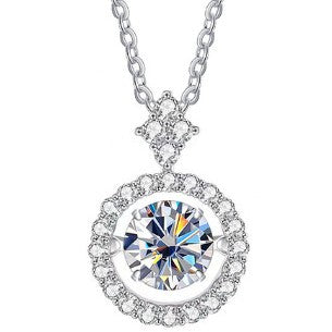 Live Hot S925 Sterling Silver Pulsatile Heart Moissanite Pendant Female Light-chasing Smart Clavicle Chain Moissanite Necklace - Beauty Accessories