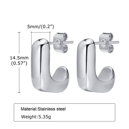 Stainless Steel Plain Geometric Earrings - Beauty Accessories