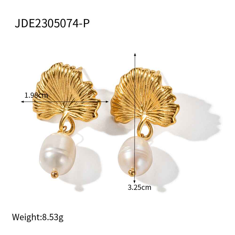 Stainless Steel Water Pearl Earrings - Beauty Accessories