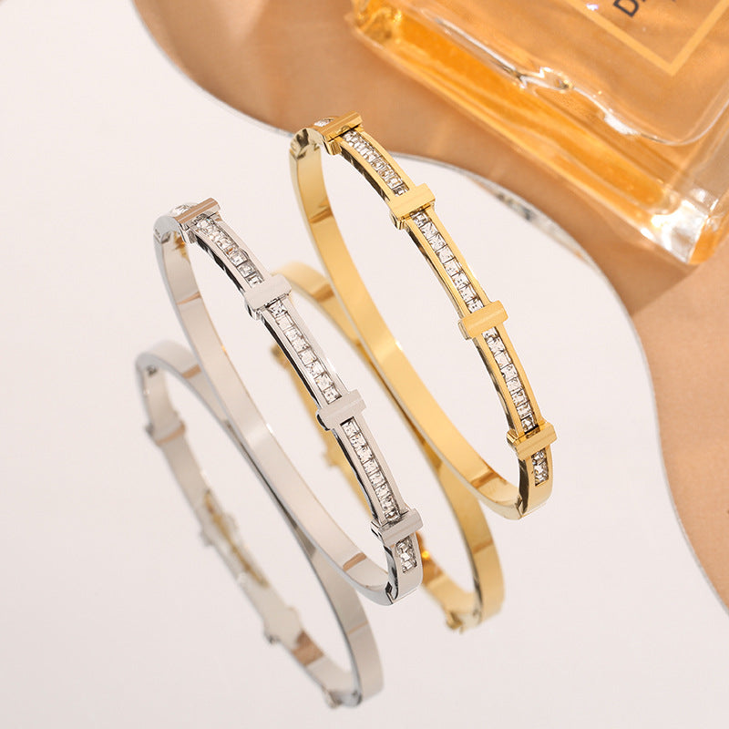 Rhinestone Bracelet Simple Zircon Double Layer - Beauty Accessories
