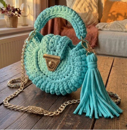 Bohemian Womens Solid-Colored Fabric-Strap Crochet Bag - Beauty Accessories